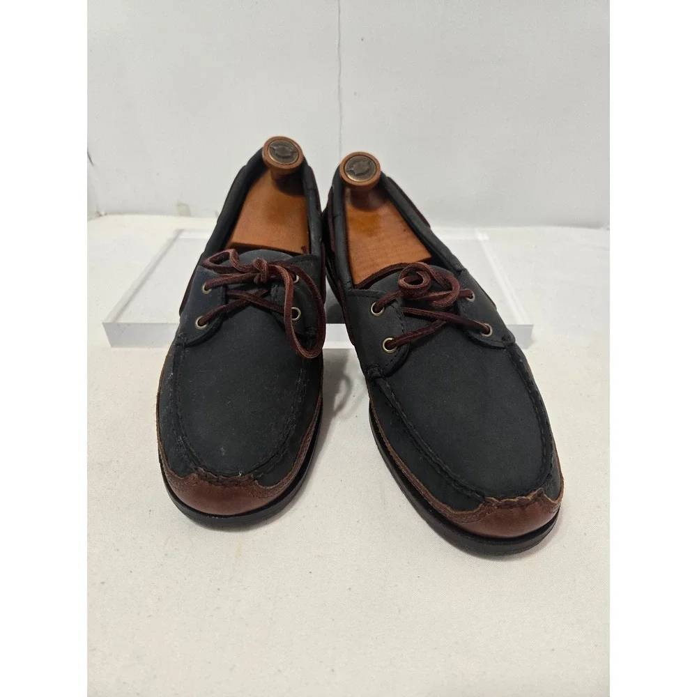 Sebago Docksides Mens Navy Blue Brown Leather Boat Shoes Nautical Loafers